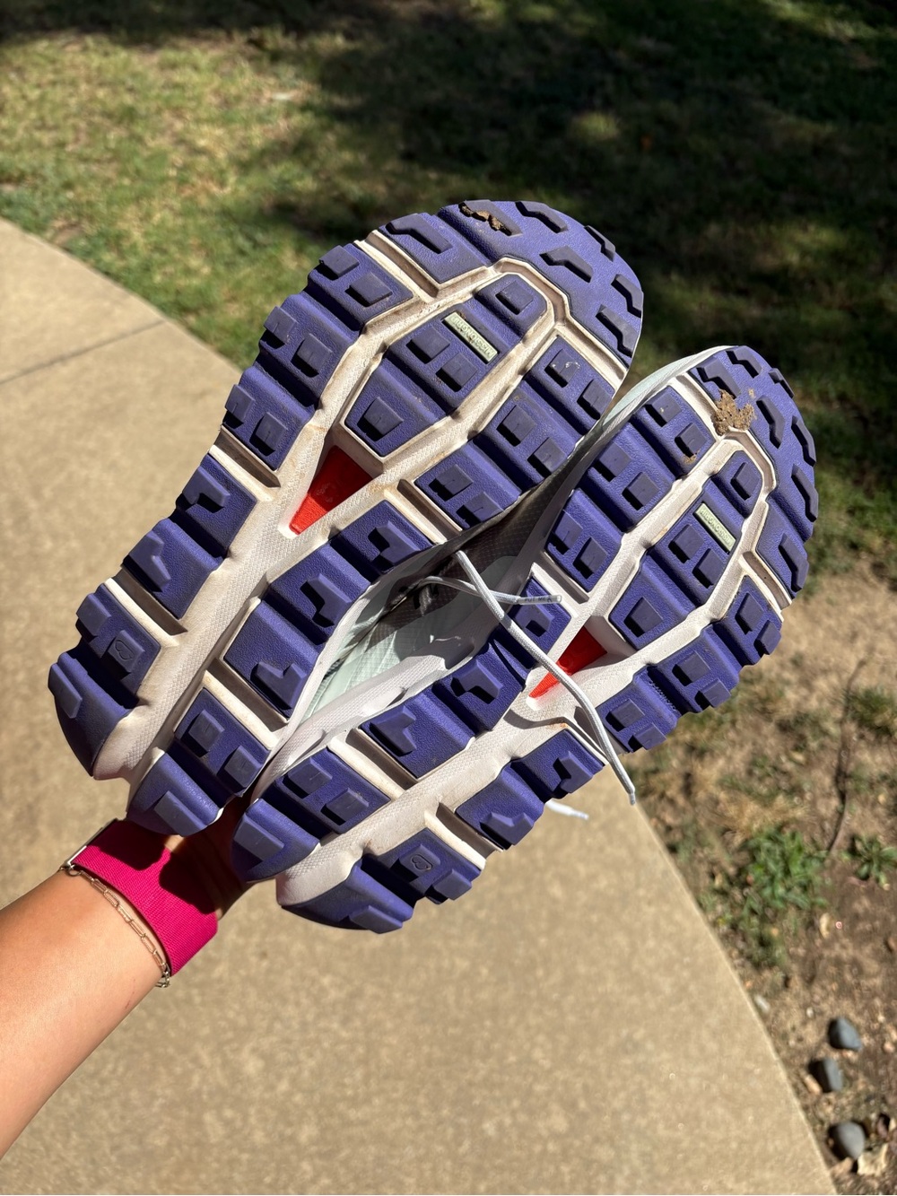 On Running Women's Running Shoes in White and Light Blue with Purple Accents - Picture 2 of 5
